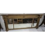 Regency gilt Wall Mirror, rectangular shaped, 3 compartments, with floral motifs, 52"w x25"h