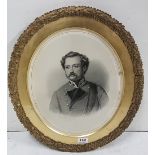 Late 19th C oval Engraving of Earl De Montalt (Dundrum), 1817-1905, signed Herbert L Smith 1856,