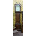 Grandfather Clock – the painted dial depicting rural church and farming scenes, in an inlaid