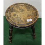 Welsh Oak Three Legged Stool with Dragon Inlaid Circular Seat (11” dia x 14”h)