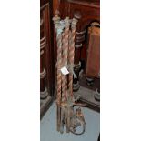 6 copper posts, barley twist shapes, each approx. 34”h