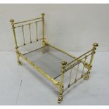 Miniature Brass model of Victorian Bed complete with base, 25" long x 15"d
