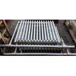 2 Victorian Cast Iron Radiators, painted silver, each 34”w x 32”h (working order)