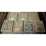 10 Irish Celtic Style Terracotta Tiles, each 7” x 5.5” approx.