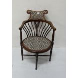 Mahogany Bow-shaped Armchair, with padded back and seat, spindle shaped legs