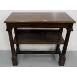 Oak Console Hall Table with a rectangular-shaped top and doric-shaped supporting columns,