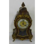 Late 19thC French Boulle Mantle Clock, with brass overlay, roman numerals (painted blue) (not