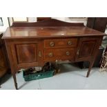 Mahogany Inlaid Sideboard, with two central drawers and two cabinets, on tapered legs, 52cmd x 1.5mW