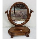 Victorian dressing table Mirror, with oval swivel mirror, small drawer below, on scrolled front