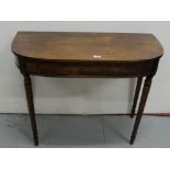 Georgian mahogany Side Table, d-end, on turned front and back legs, 36"w