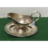 Large Silver Plate Sauce Boat, jointed to a shaped plated base, stamped “DEST AUTOMOBIL CLUB”, 10”