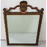 Brass Framed Wall Mirror, a shell shaped pediment over acanthus decorated borders,