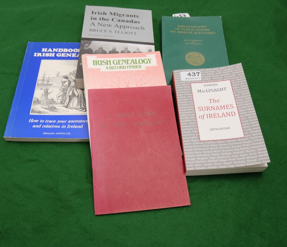 6 Books (Genealogy interest) - Edward McLysaght-The Surnames of Ireland & 5 other books on Irish