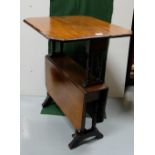 Edwardian Mahogany Two-Tier drop leaf Sutherland Table, on turned legs, 22"d x 21"h (upper), 36"w (