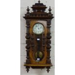 Double Weight spring driven Vienna Wall Clock, Gustav Becker, in an elaborate decorative mahogany
