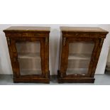 Matching Pair of Victorian Walnut Pier Cabinets with attractive satinwood inlay, brass and ormolu