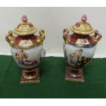Matching Pair of Late 19thC German Porcelain Bulbous-Shaped Vases, each similarly decorated with
