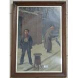 Original Pears Print, "Mischievous Chestnut Seller", oak frame, 82cm x 57cm