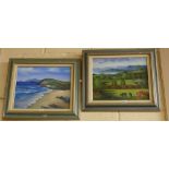 2 x Modern Oil on Canvas Paintings - Seascape, signed M Galby & Grazing Cattle in Landscape,