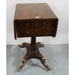 WMIV Mahogany Teapoy Table, with drop leaves on a central tapered column with 4 splayed legs,