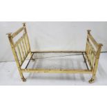 Model of an Edw. Brass Bed, with square bar ends, metal base, on castors, 20.5”l x 10.5”w, 14”h