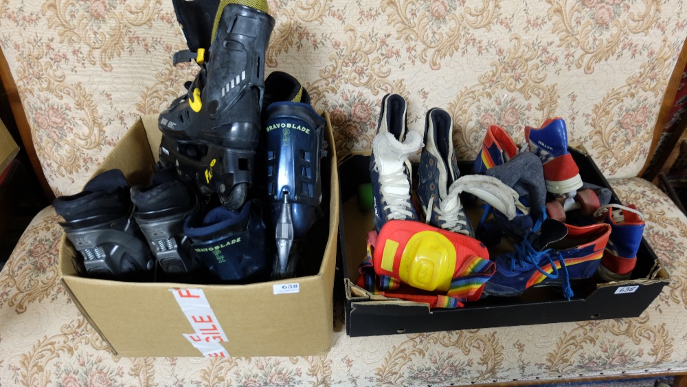 3 pairs of large Roller Blades and 3 pairs of child’s Roller Skates (all well worn) (6)