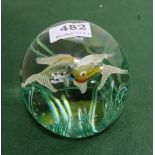 Murano Glass Table Ornament - 2 colourful fish in fishbowl, 14cm wide x 11cm high