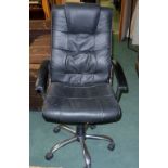 Modern black leatherette swivel Office Chair, adjustable