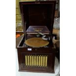Table top wind up Gramophone in walnut case – AEOLIAN – BOCALION, J NORWOOD & SONS, PRESTON, 17”w