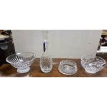 4 Pieces of Tipperary Cut Crystal – 1 Decanter and 3 Bowls