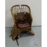 Child's Pony Basket Saddle with a padded brown leather covered cushio