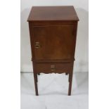 Georgian mahogany Pot Cupboard, hinged upper door, drawer beneath, 15"w x 32"h