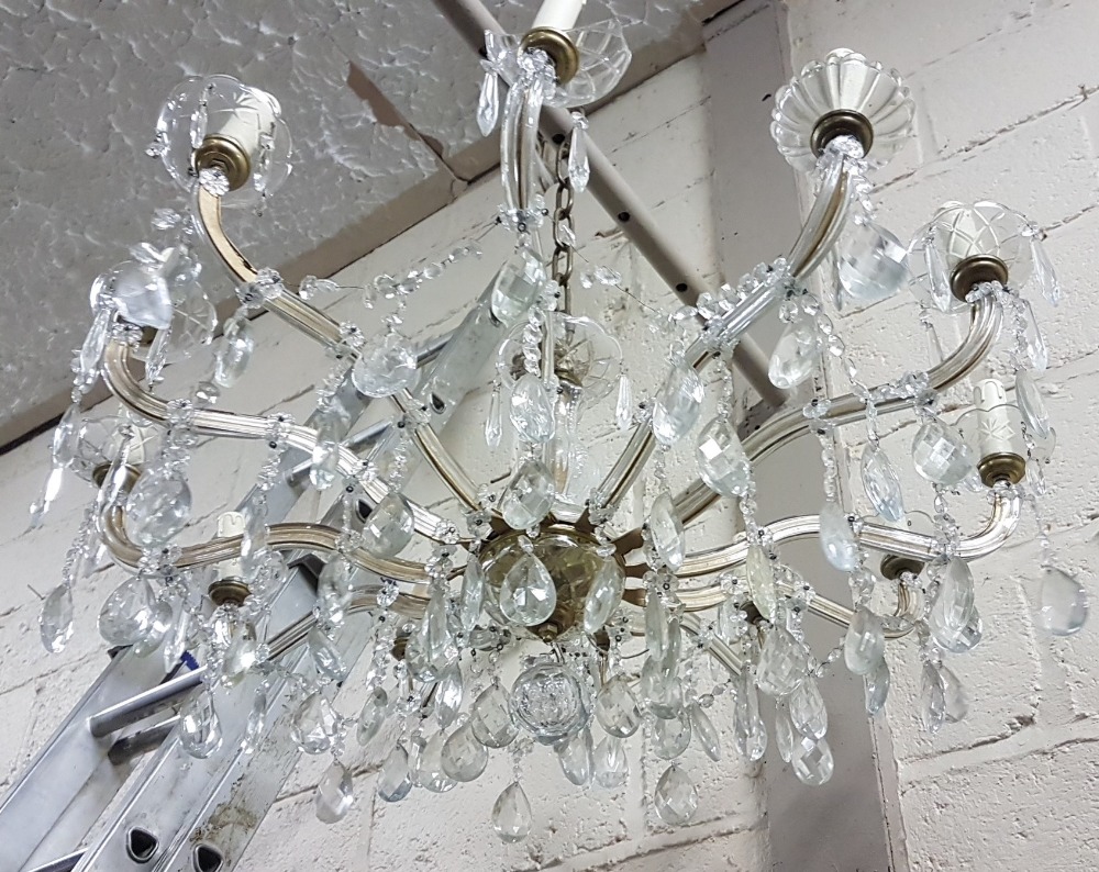 12-branch “Marie Therese” Glass Chandelier, with multiple cut glass droplets and beaded swags, ( - Image 2 of 2