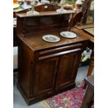 William IV mahogany Chiffonier, the raised and pointed gallery having a shelf, over 2 panelled doors