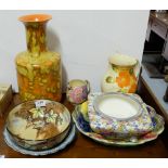 7 English pottery Items – 4 Bowls, 2 Jugs and large 1960s orange Vase (7)