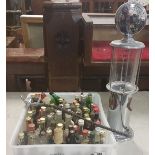 Box of miniature spirit bottles & a modern syphon