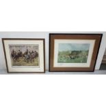 Ltd Edition Margaret Barrett Horse Racing Print (1992), signed & a lithograph “Fox Hunting” by