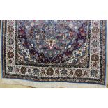 Kashmir Duck Egg/Pale Blue Ground Kashmir Rug with a traditional floral medallion design, 2.4m x 1.