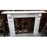 Victorian White Marble Fireplace, with decorative corbels beneath the mantle, with stepped border,