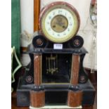 Early 20th C black marble French Mantle Clock, the movement stamped MEDLILLE D'OR F HORTI, with