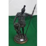 Early 20th C bronze Table Figure, “The Lion Slayer”, 42cm h x 16cm dia