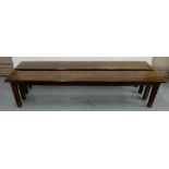 Late 19thC Matching Pair of French Oak Farmhouse Benches, 79"w x 18"h, dowelled joints (matches