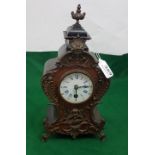 Late 19th C ornate walnut mantle clock, LENZKIRCH WORKS, 1 MILLION, with scroll detailed ormulu