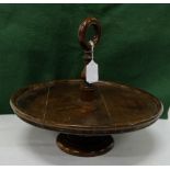 Oak Circular Table Top Tray, with handle, 13” dia