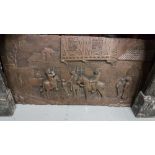 Long Wall Plaque – Tudor Scene – figures on Horse Back in the Village (resin), 56cm h x 110 cm w