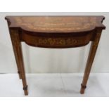 Hand-painted Serpentine-front Hall Table, in the Sheraton Style, with fine floral and swag detail,