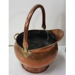 Copper Helmet Shaped Fuel Bucket with carrying handle, 14” h & 14”w