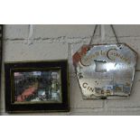 “Cantrell & Cochrane’s ginger ale” Advertising Wall Mirror, 36cm x 40cm (back damaged) and a 1950s