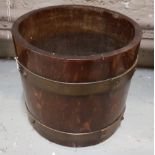 Circular oak Plant Pot, banded, 10"w x 9"h