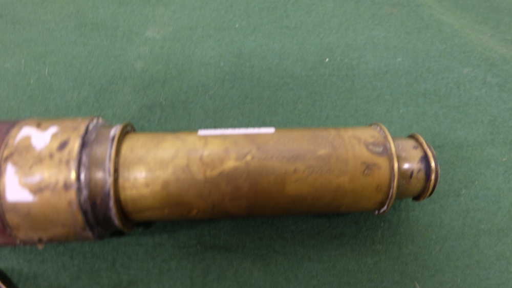 “London Day or Night” brass Telescope in mahogany case (case and glass damaged) and a modern gun - Image 2 of 2